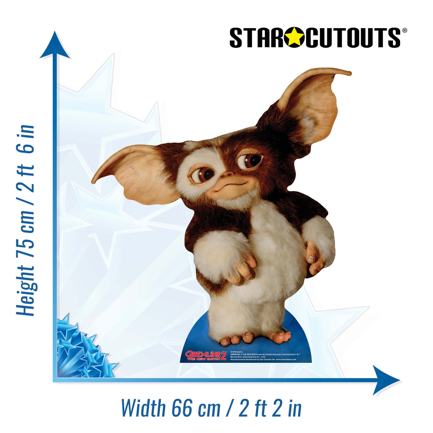 SC978 Gizmo Cute Gremlin Cardboard Cut Out Height 75cm