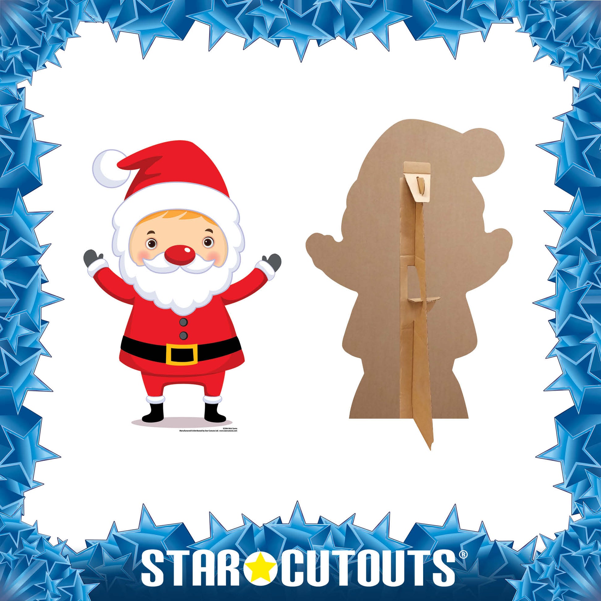 SC984 Mini Christmas Santa Cardboard Cut Out Height 87cm - Star Cutouts