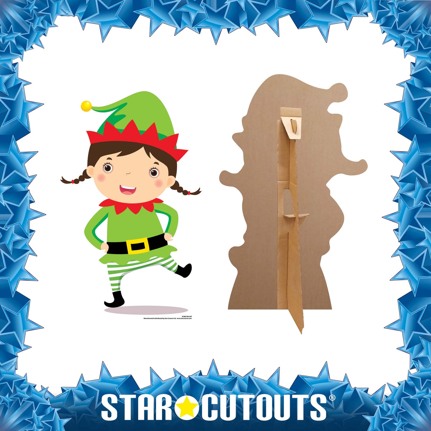 SC985 Mini Christmas Elf Cardboard Cut Out Height 82cm - Star Cutouts
