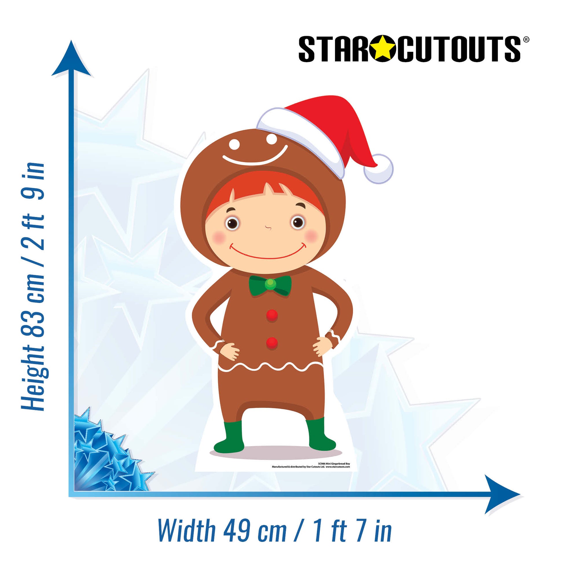 SC986 Mini Gingerbread Boy Cardboard Cut Out Height 83cm - Star Cutouts