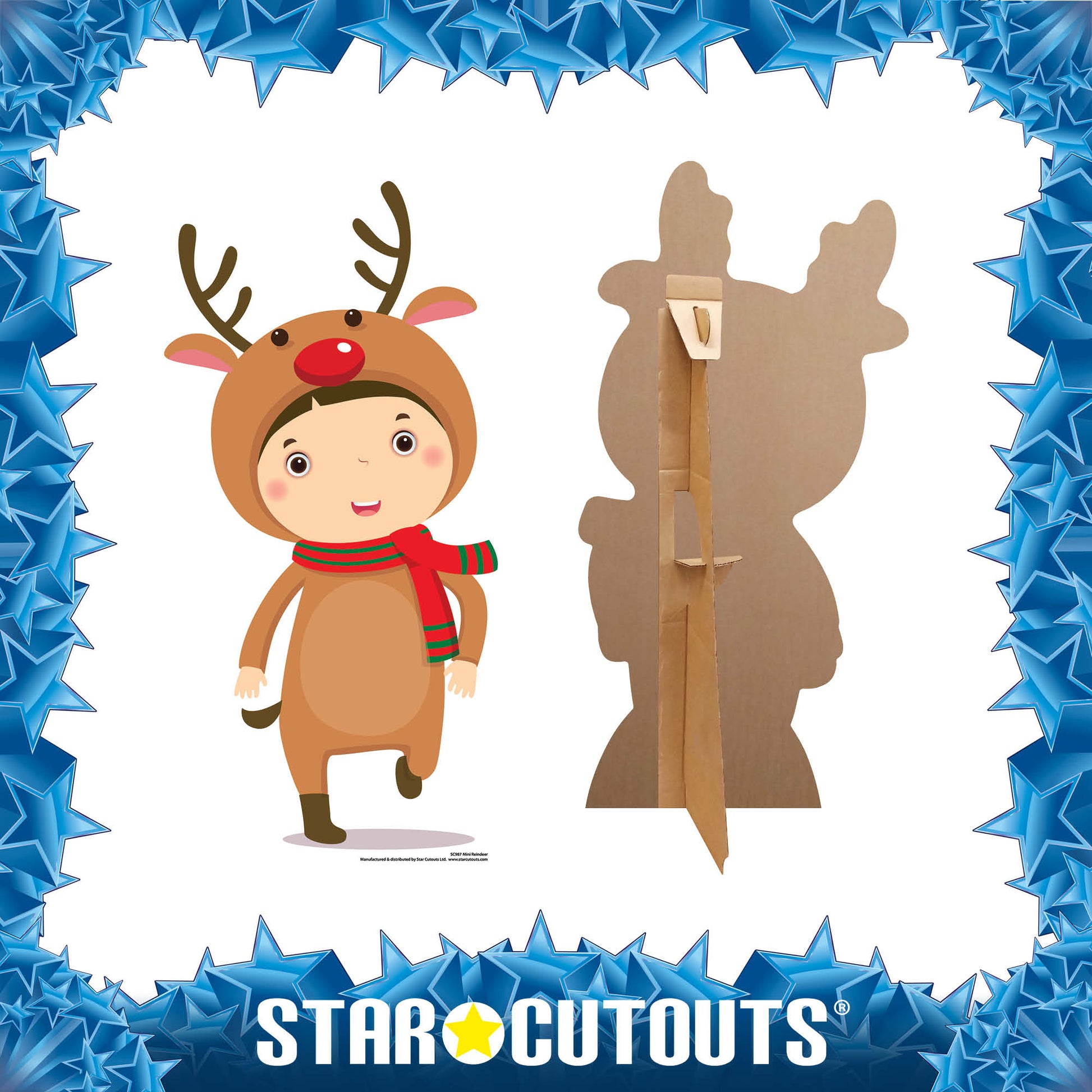 SC987 Mini Reindeer Cardboard Cut Out Height 92cm - Star Cutouts