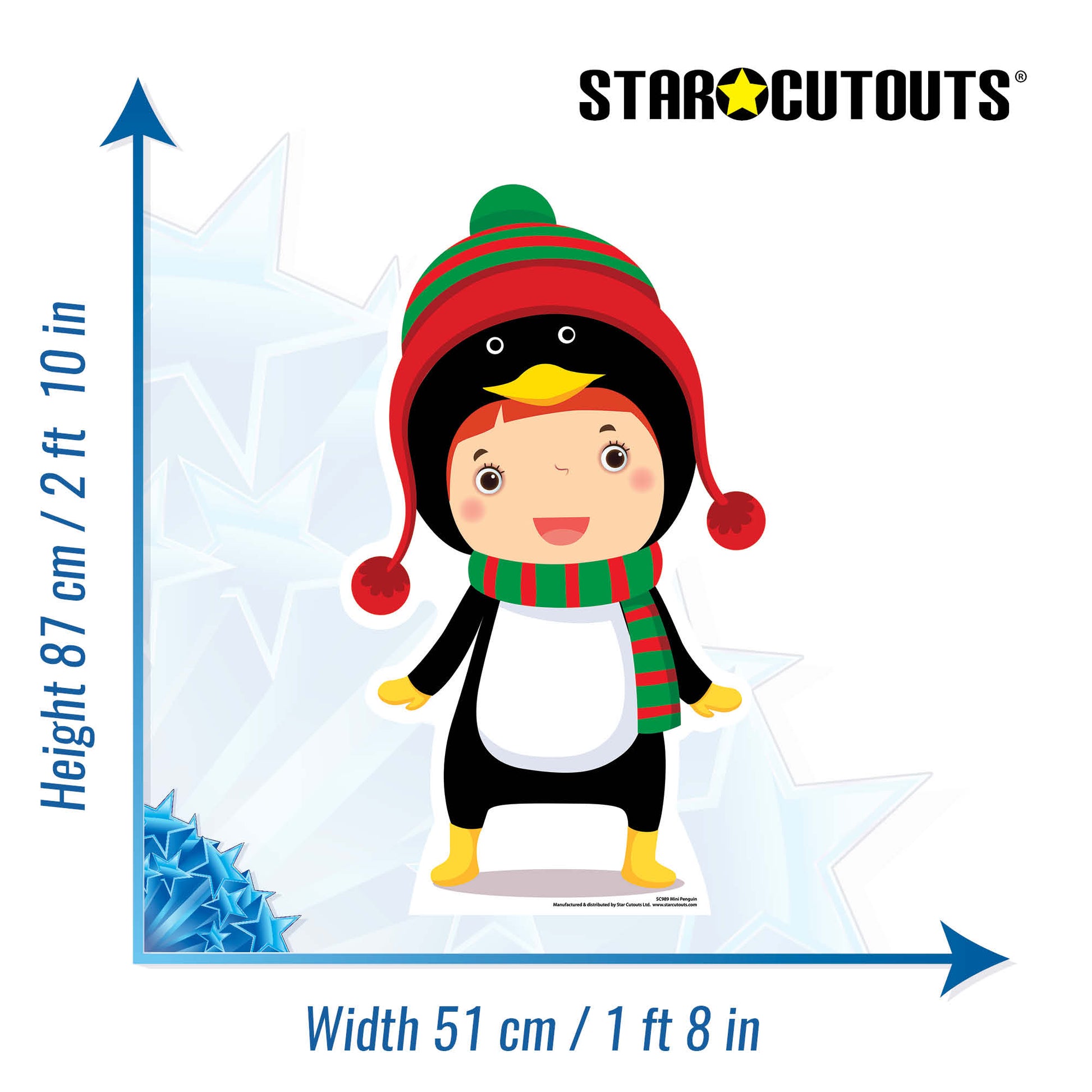 SC989 Mini Penguin Cardboard Cut Out Height 87cm - Star Cutouts
