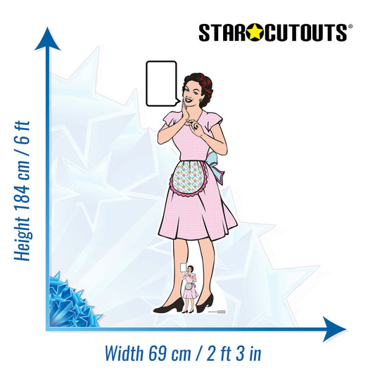 SC991 1940's Style Housewife Classic Cardboard Cut Out Height 184cm