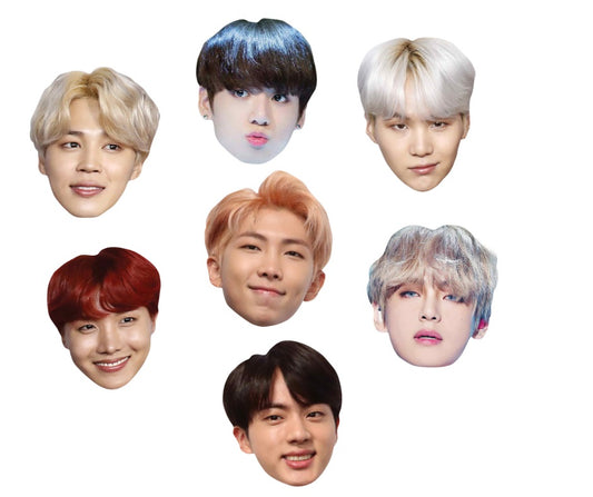 CMP2 BTS KPOP Masks CELEBRITY MASKS Seven Pack Cardboard With Tabs and Elastic