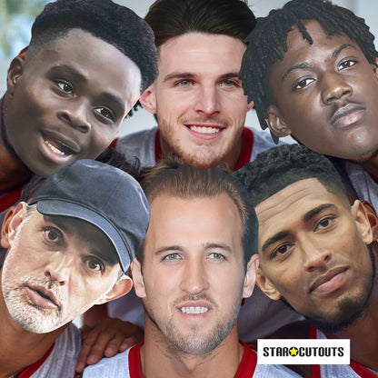 CMPWC26 England Manager & Footballers Six Pack Masks - Tuchel, Mainoo, Rice, Kane, Bellingham & Saka World Cup 2026