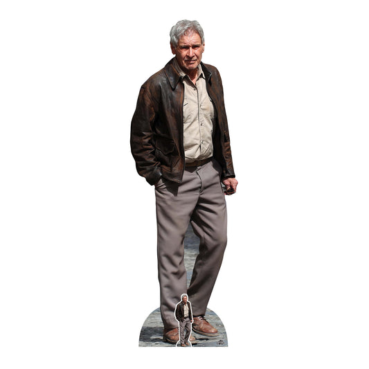 CS1017 Harrison Ford Beige Shirt & Brown Leather Jacket Height 186cm Lifesize Cardboard Cut Out With Mini