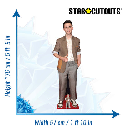 CS1018 Noah Schnapp Brown Suit Height 176cm Lifesize Cardboard Cut Out With Mini