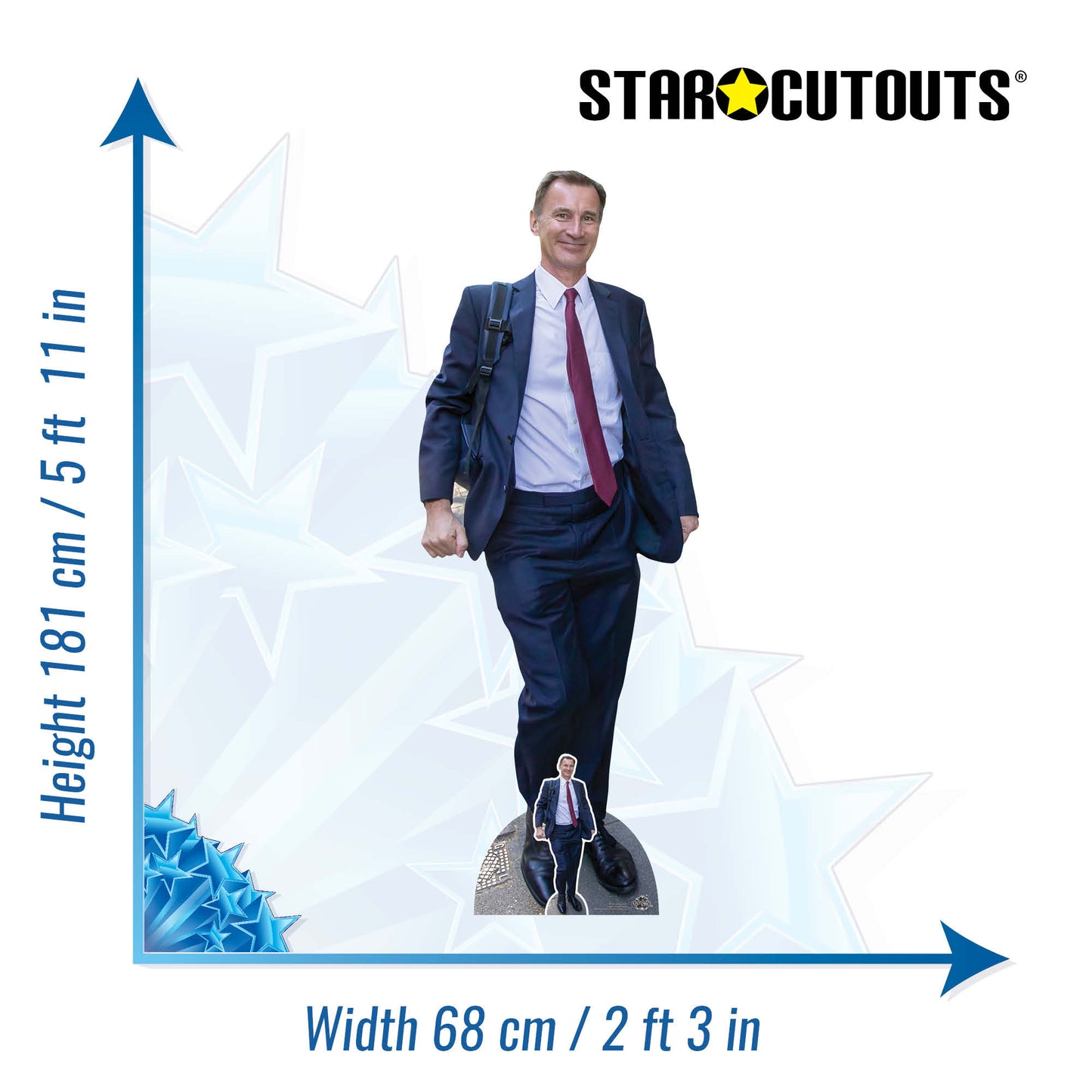 CS1039 Jeremy Hunt Height 181cm Lifesize Cardboard Cut Out With Mini