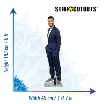 CS1053 Rege Jean Page Blue Suit Height 183cm Lifesize Cardboard Cut Out With Mini