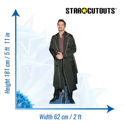CS1077 Pedro Pascal Black Coat Height 181cm Lifesize Cardboard Cut Out With Mini