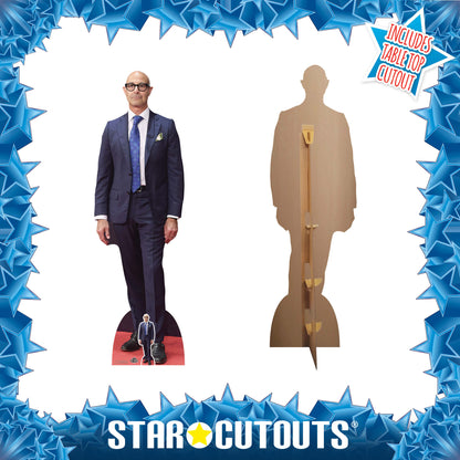 CS1078 Stanley Tucci Blue Suit Height 173cm Lifesize Cardboard Cut Out With Mini