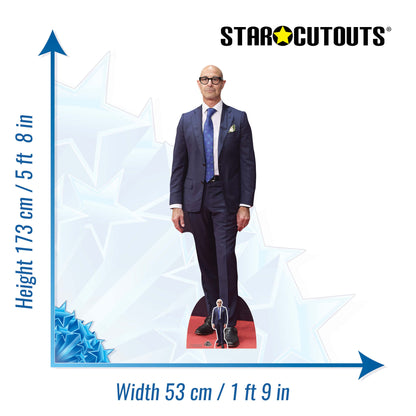 CS1078 Stanley Tucci Blue Suit Height 173cm Lifesize Cardboard Cut Out With Mini