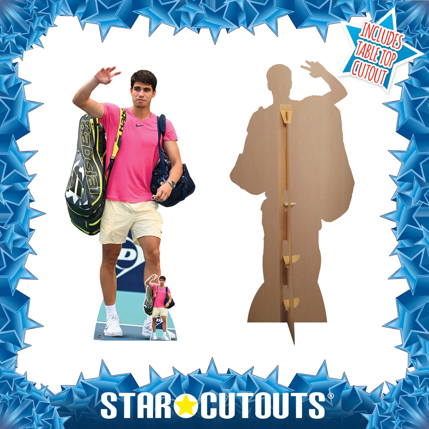 CS1107 Carlos Alcaraz Pink Shirt Cardboard Cutout With Mini Height 185cm