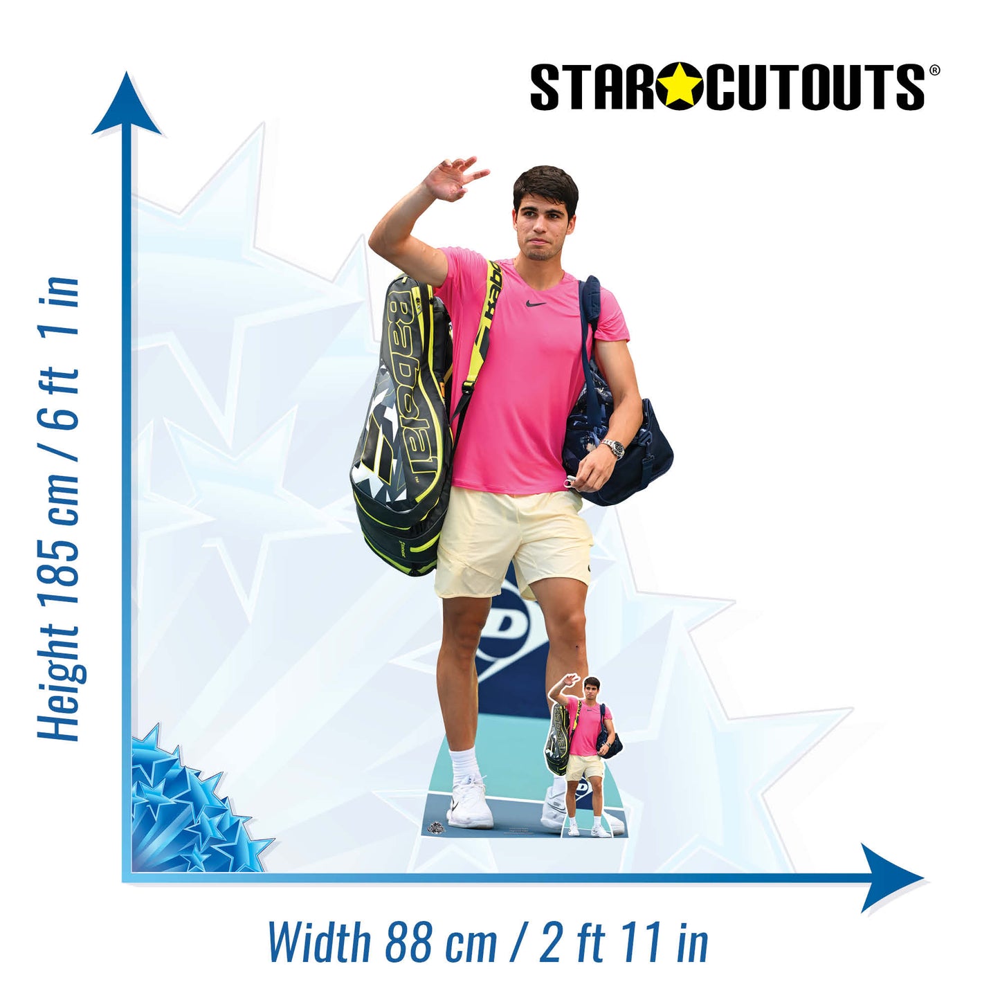 CS1107 Carlos Alcaraz Pink Shirt Cardboard Cutout With Mini Height 185cm