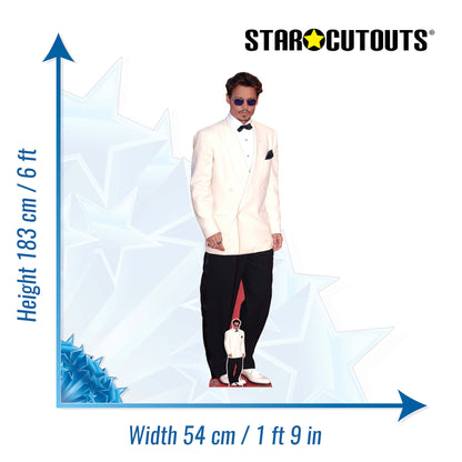 CS1153 Johnny  Depp White Jacket Height 183cm Lifesize Cardboard Cut Out With Mini