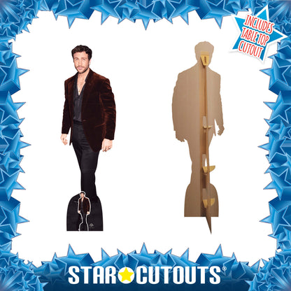 CS1154 Aaron Taylor-Johnson Brown Jacket Height 181cm Lifesize Cardboard Cut Out With Mini
