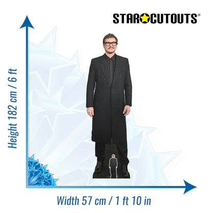 CS1163 Pedro Pascal Long Coat Height 182cm Lifesize Cardboard Cut Out With Mini