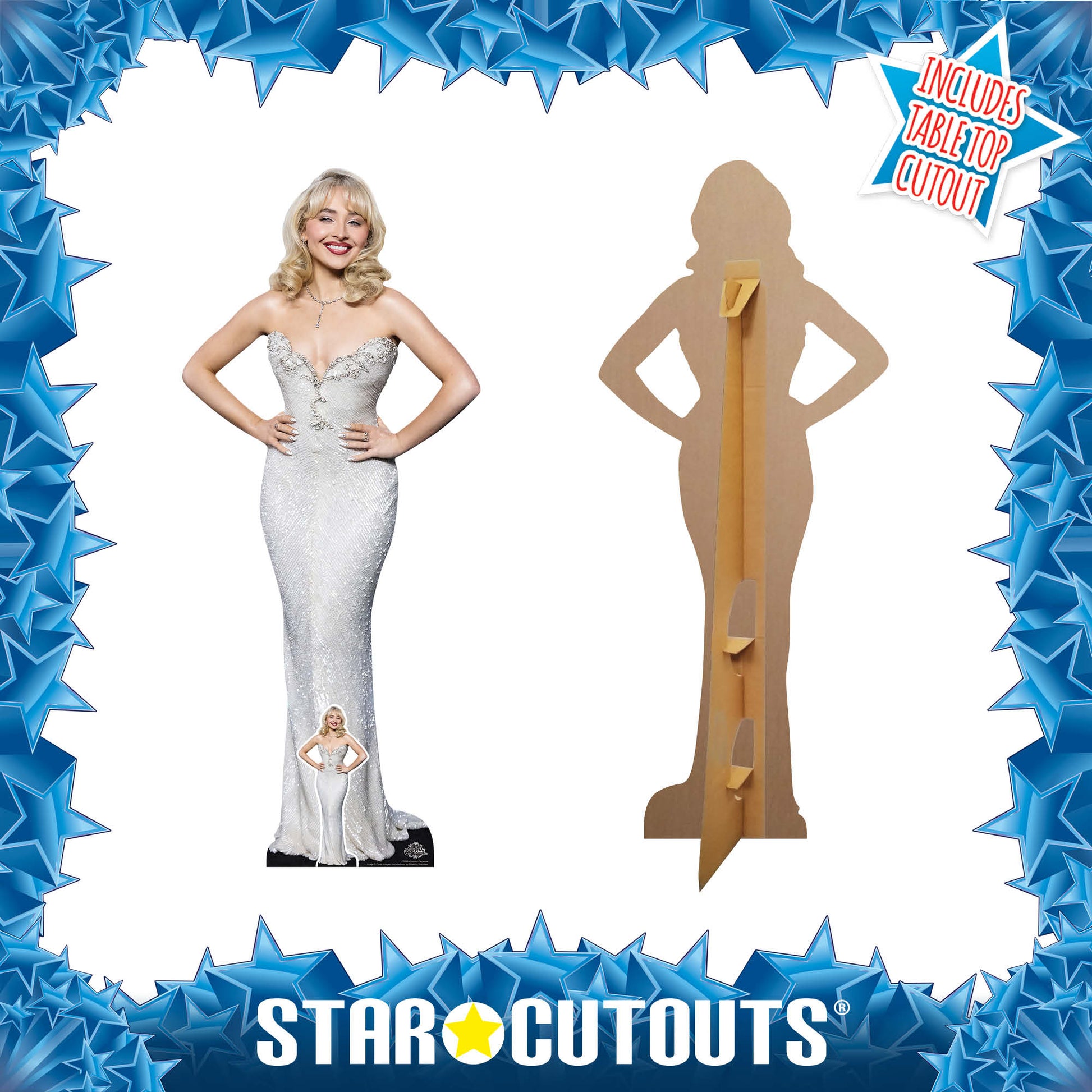CS1169 Sabrina Carpenter Silver Dress Height 154cm Lifesize Cardboard Star Cutouts CS1169 Sabrina Carpenter Silver Dress Height 154cm Lifesize Cardboard Star Cutouts