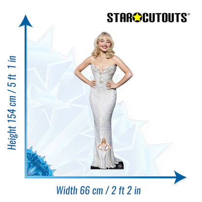 CS1169 Sabrina Carpenter Silver Dress Height 154cm Lifesize Cardboard Cut Out With Mini