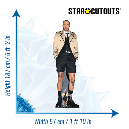 CS1174 Jesse Williams Shorts  Height 187cm Lifesize Cardboard Cut Out With Mini