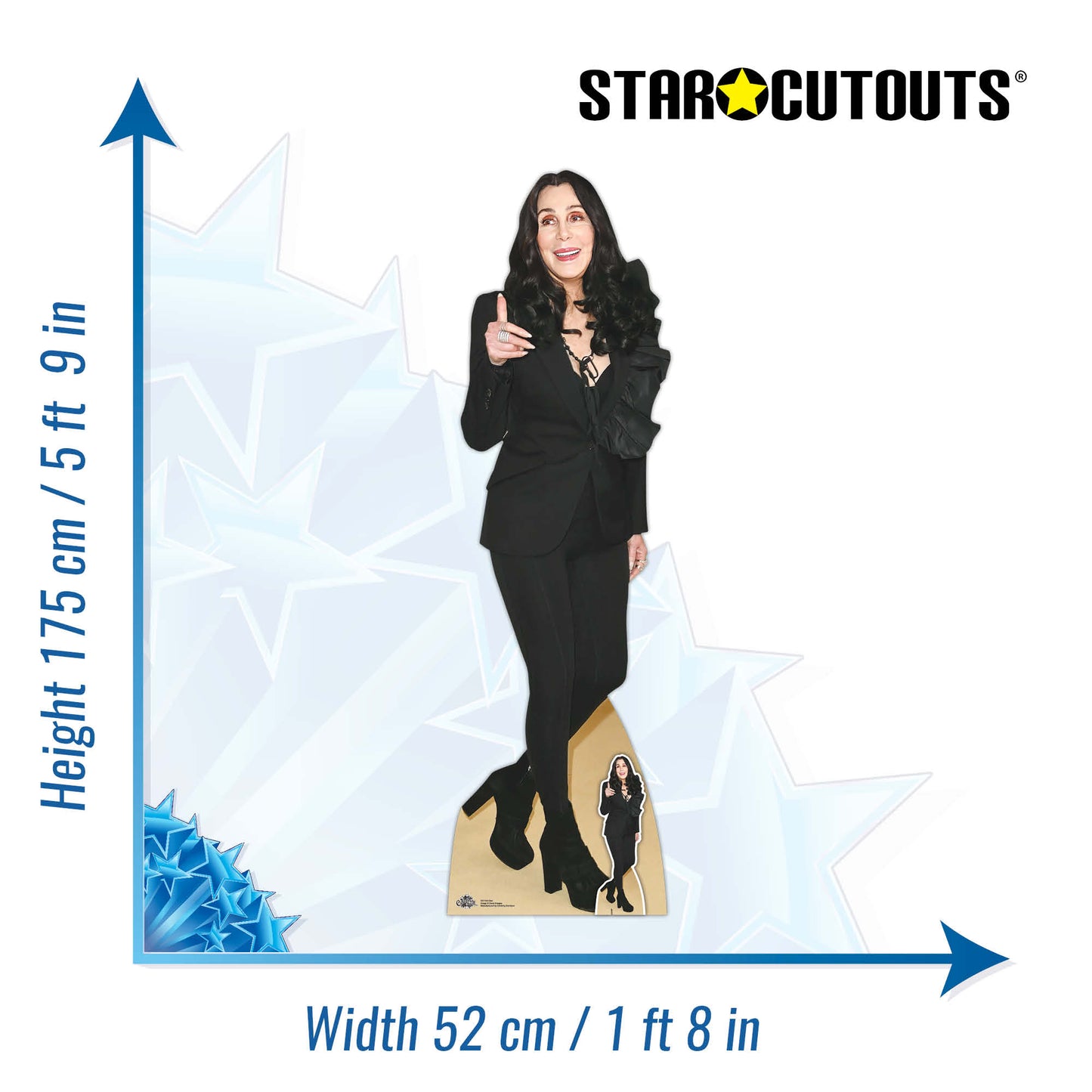 CS1184 Cher ThumbsUp Height 175cm Lifesize Cardboard Cut Out With Mini