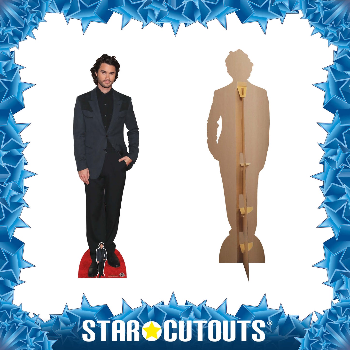 CS1186 Chase Stokes Black Suit Height 186cm Cardboard Cutout with Mini