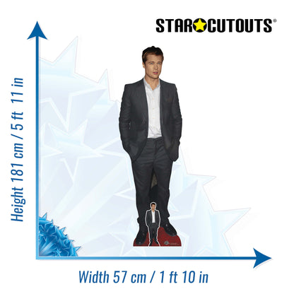 CS1189 Brad Pitt Black Suit Height 181cm Lifesize Cardboard Cut Out With Mini
