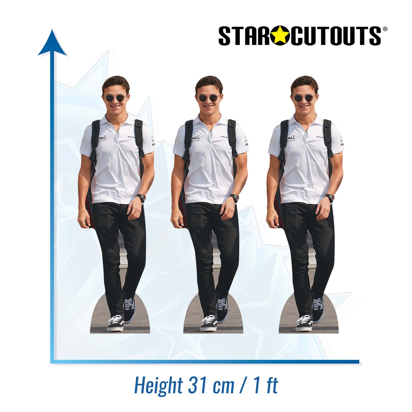 CS1196 Lando Norris Three Pack Shelf Top Cutout  Cardboard Cut Out Height 31cm