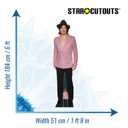 CS1228 Ian Somerhalder Pink Suit  Height 184cm Lifesize Cardboard Cut Out With Mini