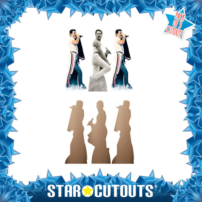 CS1241 Freddie Mercury Shelf Top Cutout Pack of Three  Cardboard Cutouts Height 31cm