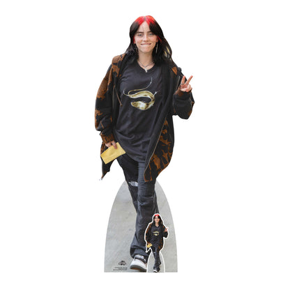 CS1262 B Eilish Smiling Peace Sign Cardboard Cut Out Height 162cm