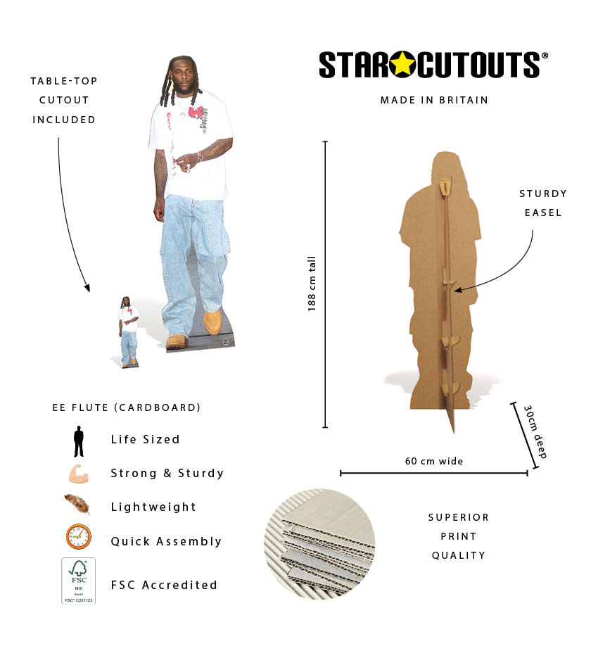 CS1281 Burna Boy  Cardboard Cutout Height 188cm