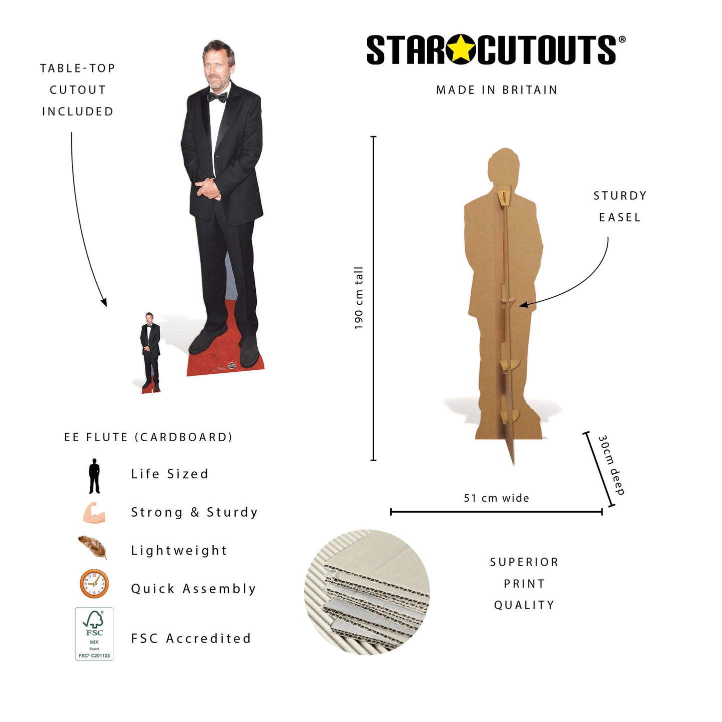 CS1291 Hugh Laurie Cardboard Cutout Height 190cm