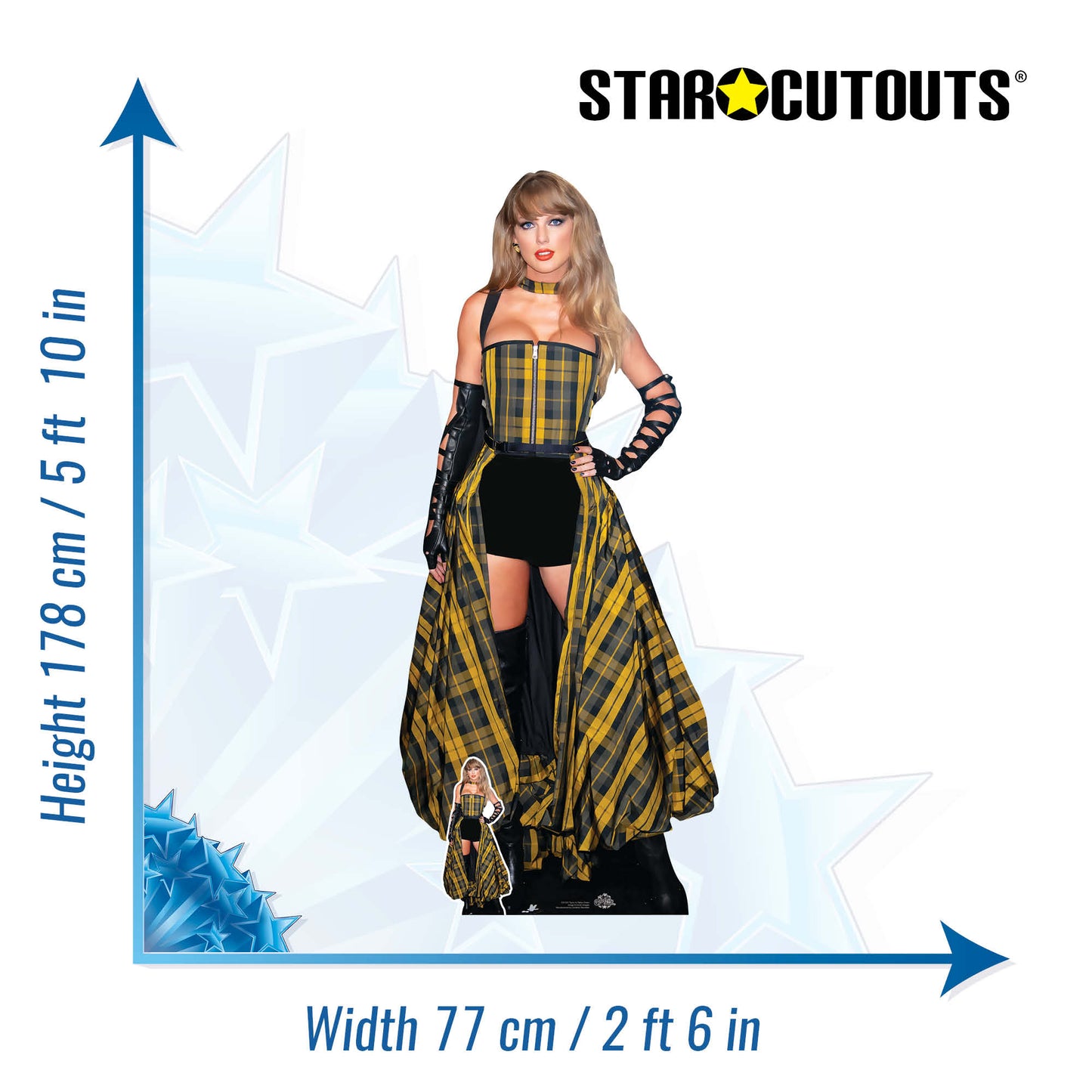 CS1301 Singer Taylor in Tartan Dress Cardboard Cutout Height 178cm