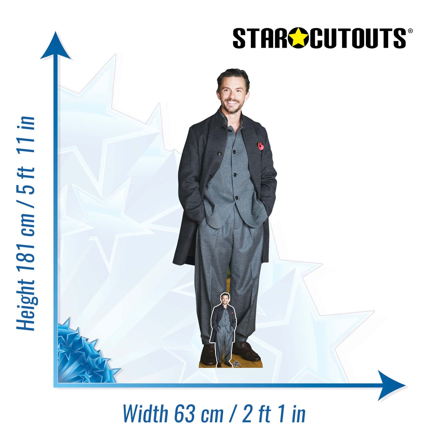 CS1368 Jonathan Bailey (Grey Coat) Cardboard Cut Out Height 181cm
