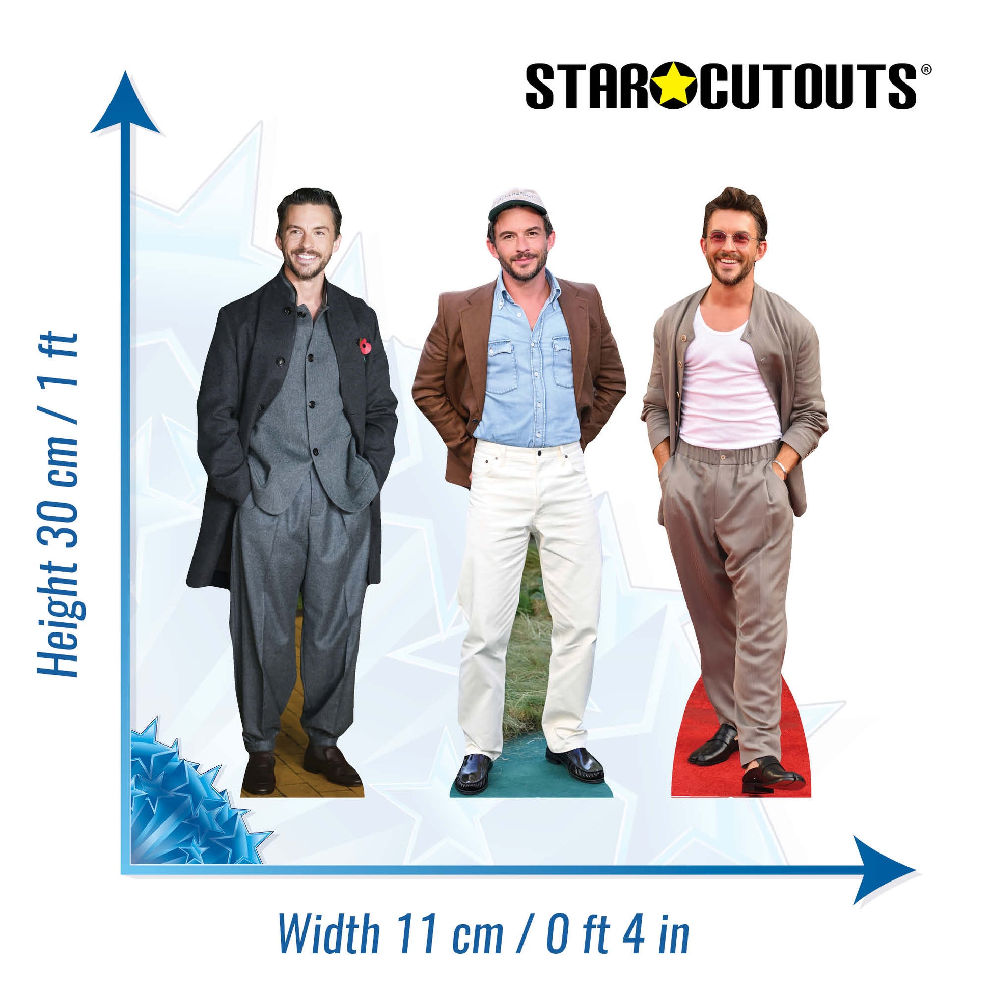 CS1396 Jonathan Bailey Trio Shelf Top Pack Cardboard Cutouts Height 30cm