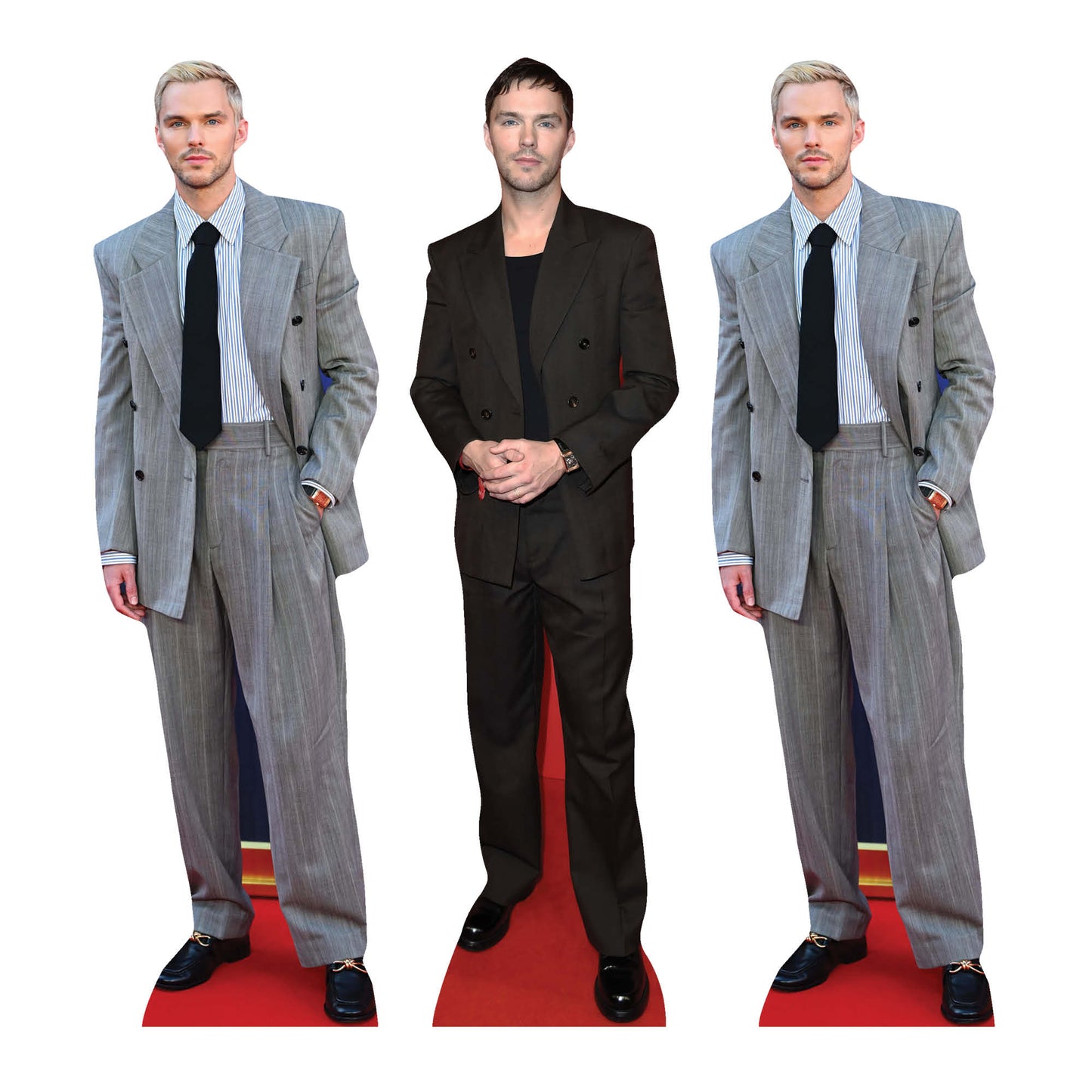 CS1397  Nicholas Hoult Trio Shelf Top Pack Cardboard Cutouts  Height 30cm
