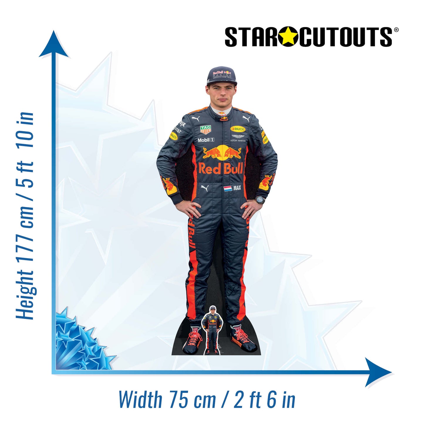 CS667 Max Verstappen Height 177cm Lifesize Cardboard Cut Out With Mini