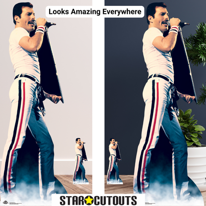 CS700 Freddie Mercury On Stage Icon 1982 Red and Blue Stripes Height 184cm Lifesize Cardboard Cut Out With Mini