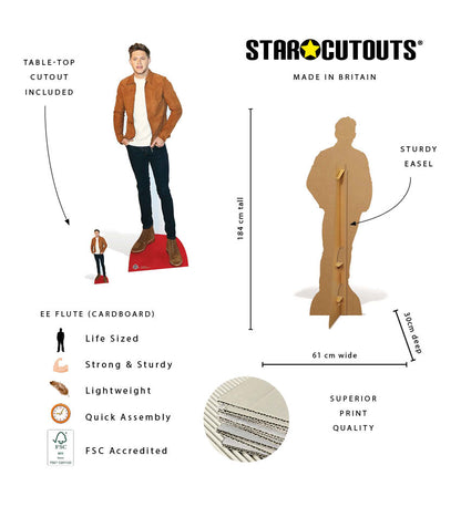 CS718 Niall Horan Suede Jacket Height 184cm Lifesize Cardboard Cut Out With Mini