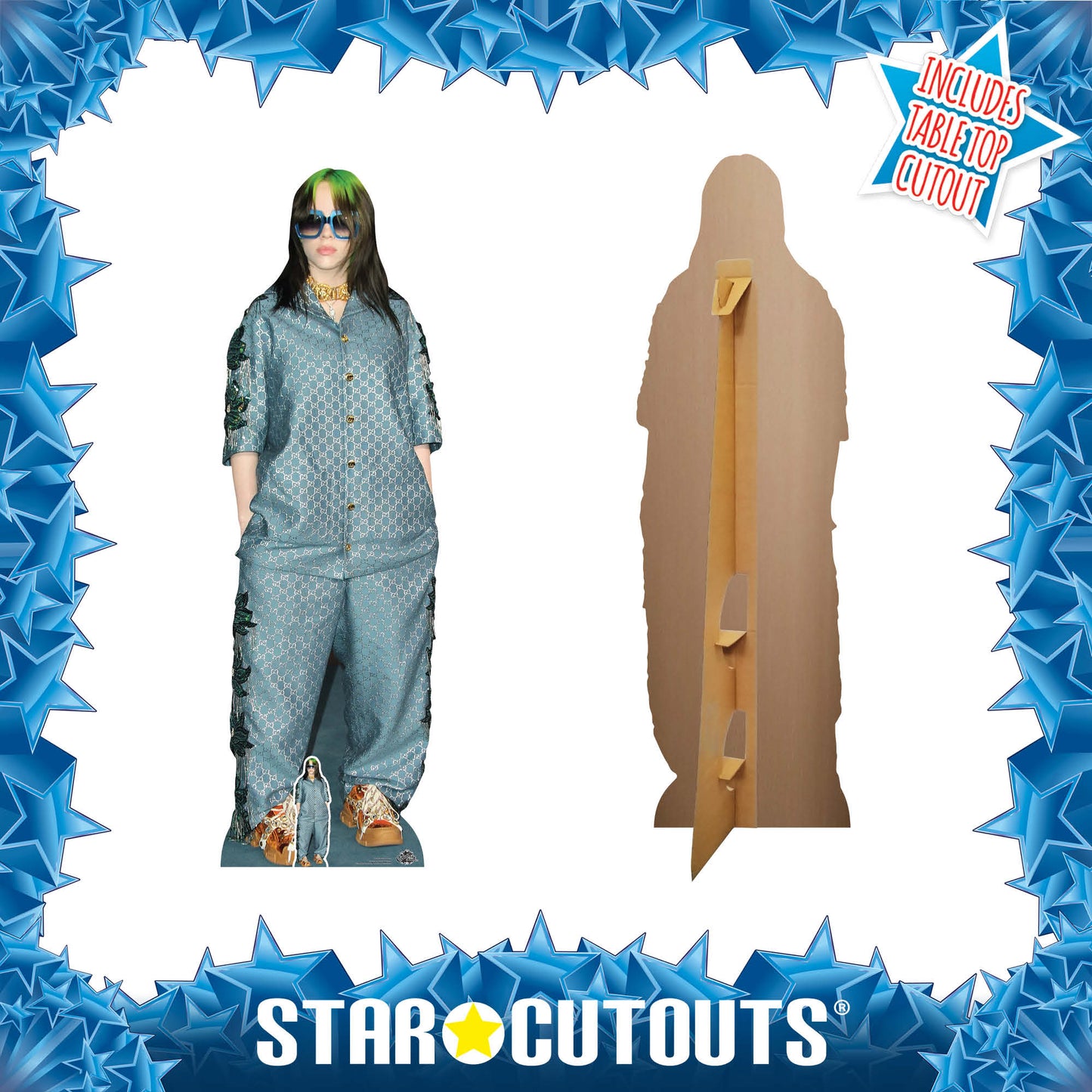 CS824 Billie Eilish Shades Green Hair Height 163cm Lifesize Cardboard Cut Out With Mini