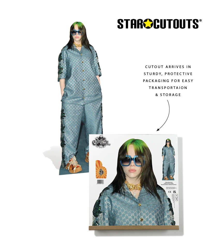 CS824 Billie Eilish Shades Green Hair Height 163cm Lifesize Cardboard Cut Out With Mini