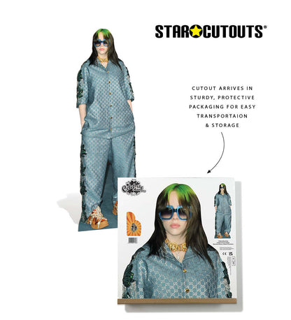CS824 Billie Eilish Shades Green Hair Height 163cm Lifesize Cardboard Cut Out With Mini