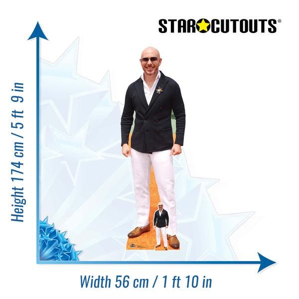 Cardboard Rapper CS933 Pitbull (Rapper) Height 174cm Lifesize Cardboard Cut Out With Mi ...