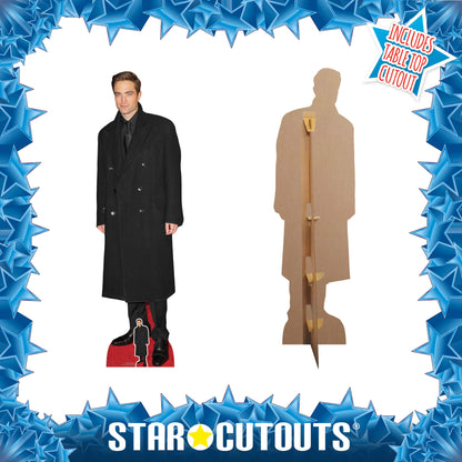 CS967 Robert Pattinson Long Black Coat Height 185cm Lifesize Cardboard Cut Out With Mini
