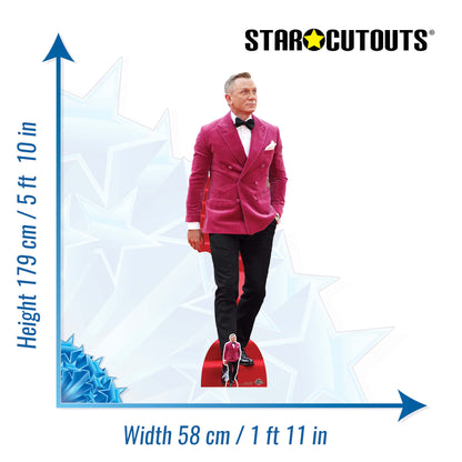 CS970 Daniel Craig Red Velvet Jacket Height 179cm Lifesize Cardboard Cut Out With Mini