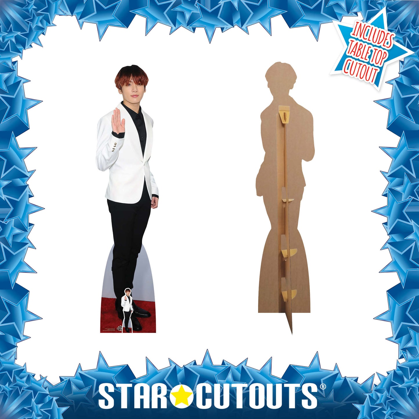 CS973 Jungkook Bangtan Boys White Jeon Jung-kook Waving Height 180cm Lifesize Cardboard Cut Out With Mini