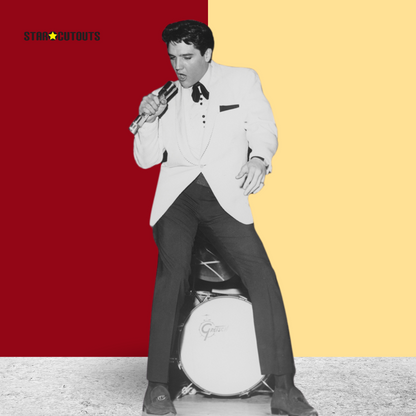 SC239 Elvis Presley White Jacket and Drum Cardboard Cut Out Height 179cm