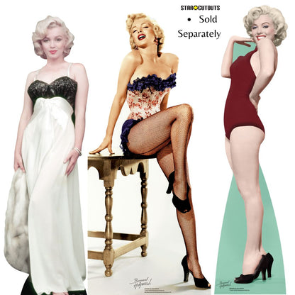 Marilyn Monroe  White Gown and Fur Cardboard Cut Out Height 169cm