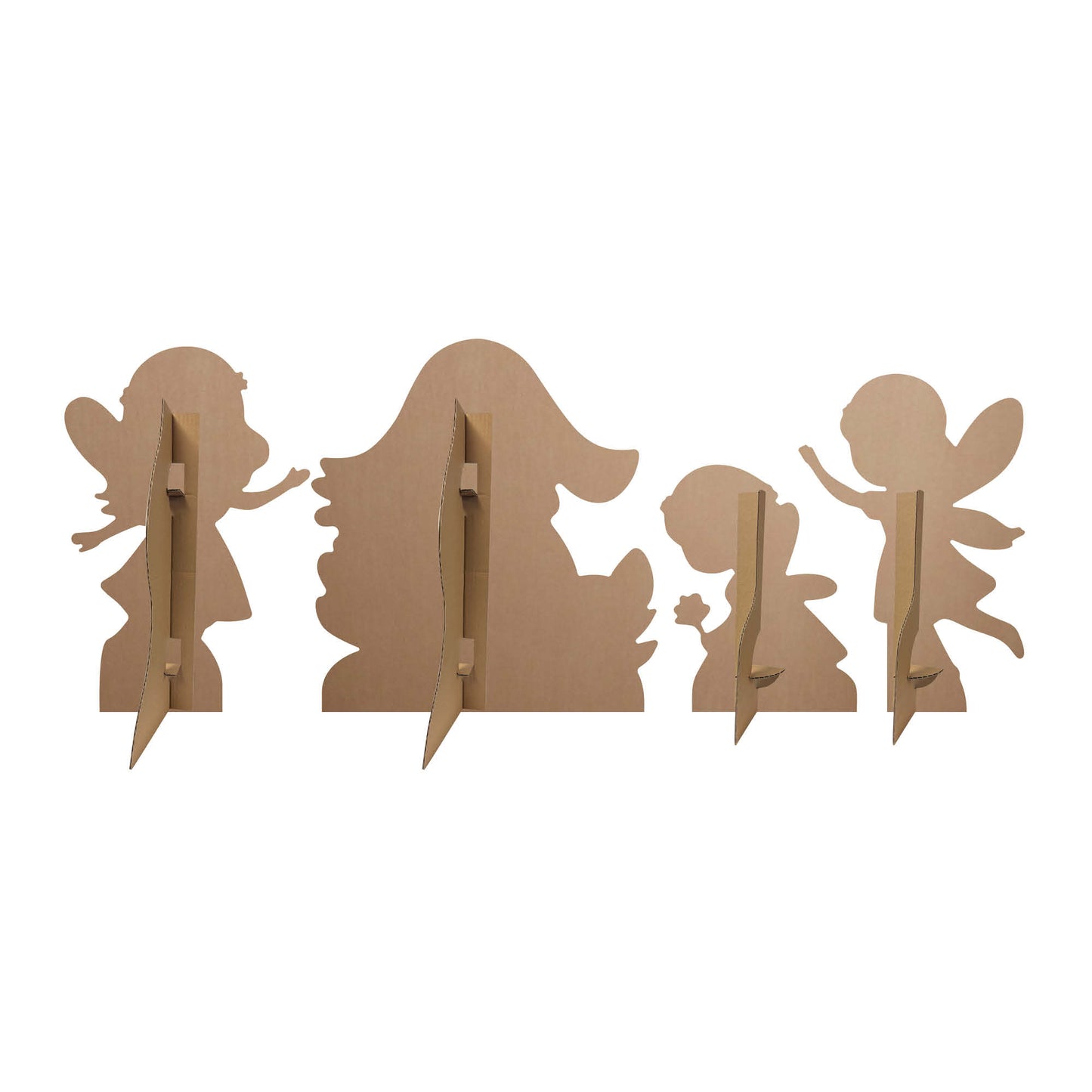 Set of cardboard cutouts shaped like a family on a white background SC4788